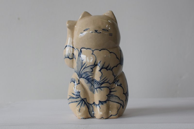 招财猫牡丹 - 摆饰 - 陶 