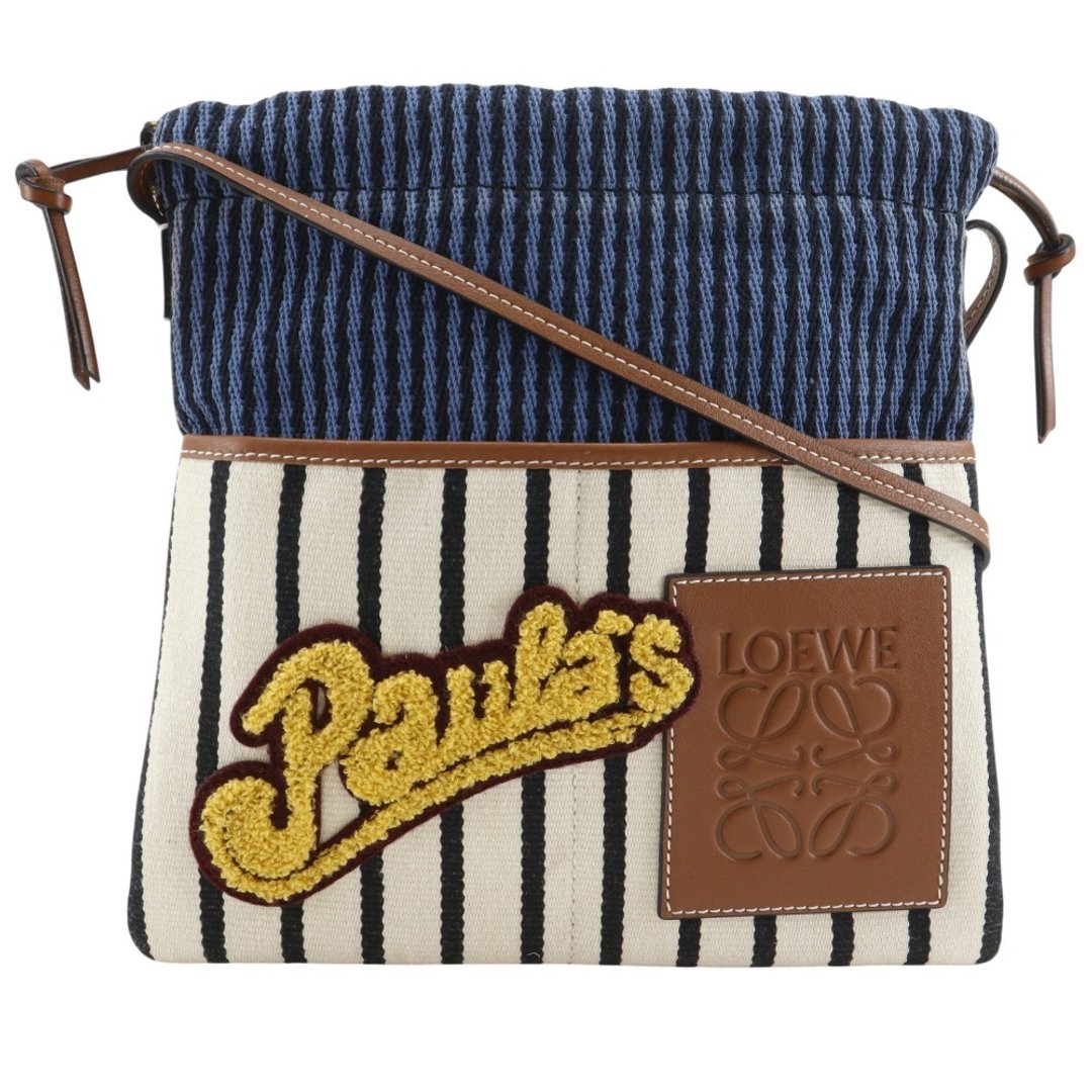【日本直邮】LOEWE 罗威 Paula Ibiza 侧肩包 Stripe 帆布 蓝色/白色 女性【二手】 - 侧背包/斜挎包 - 棉 蓝色