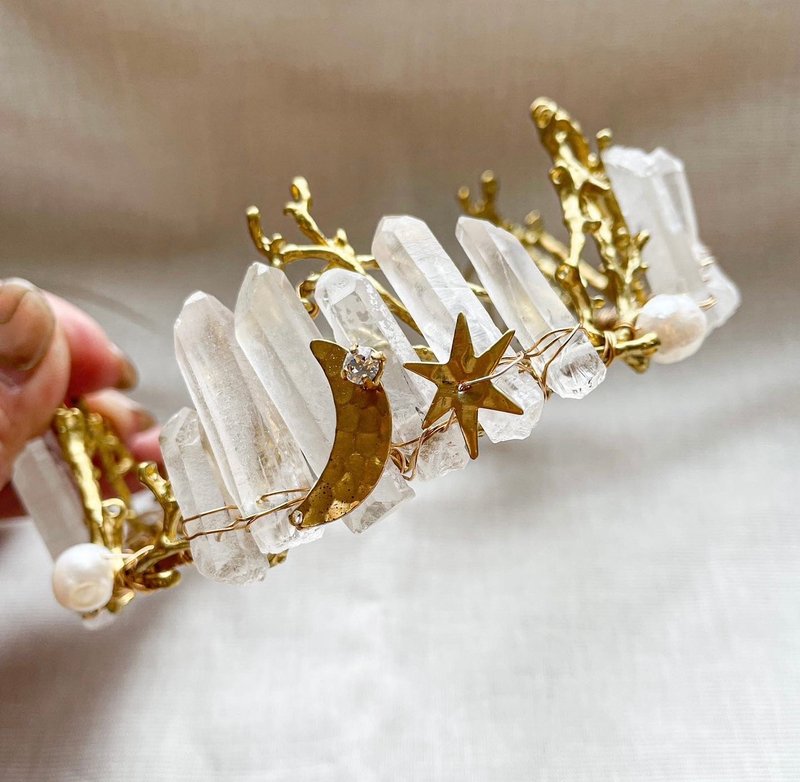 the crystal crown of the moon and stars - 发饰 - 铜/黄铜 金色