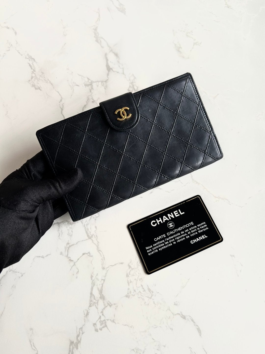 绝版古董包 Chanel 黑色小羊皮革长夹 银包 皮夹 中古包 二手包 - 皮夹/钱包 - 真皮 黑色