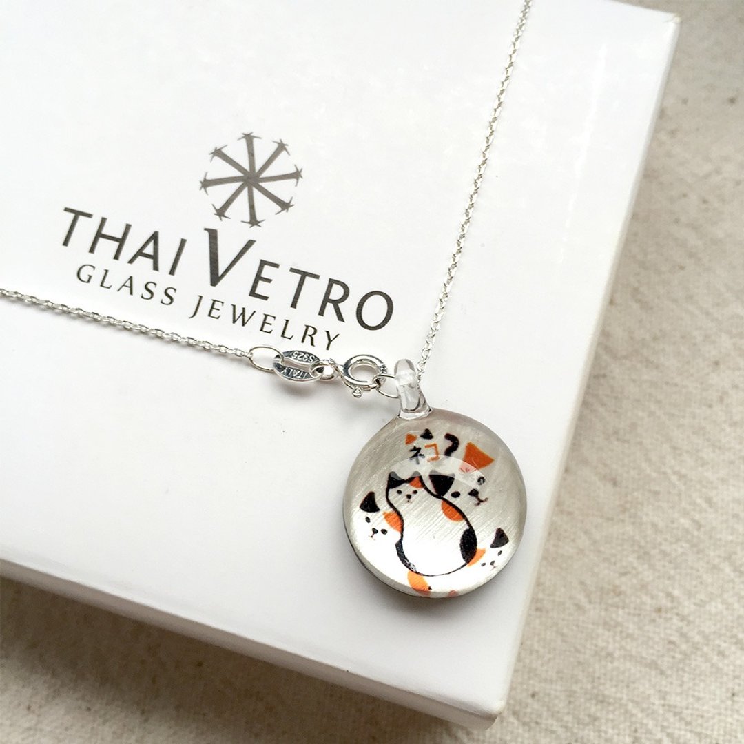 Glass pendant Sweet Cats - 项链 - 玻璃 