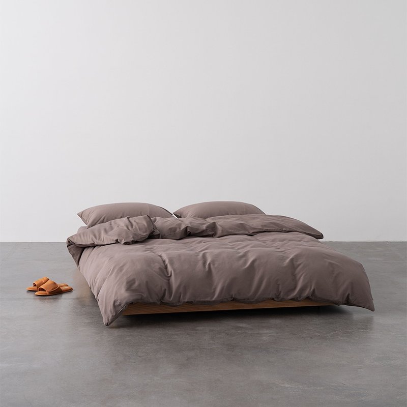 旷野咖60支柔软亲肤纯棉床包床单枕头套被套双人床四件套 - 寝具 - 棉．麻 咖啡色