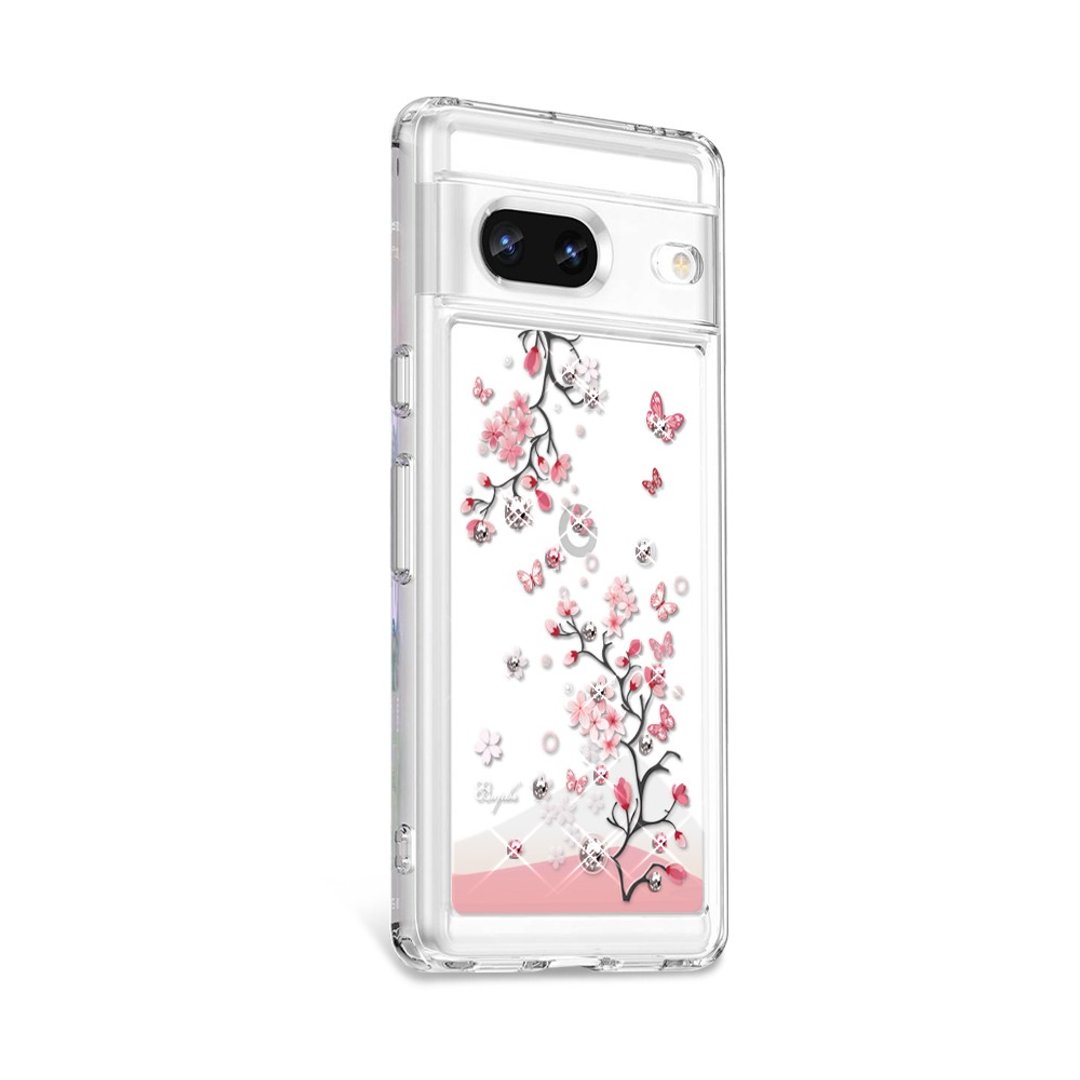 Google Pixel 9/8/7系列 防震双料水晶彩钻手机壳-日本樱 - 手机壳/手机套 - 其他材质 多色