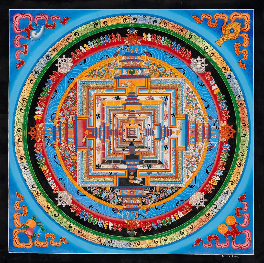 精美的佛教壁画卡拉恰克拉曼荼罗    曼荼罗绘画完美礼物 - 墙贴/壁贴 - 其他材质 多色