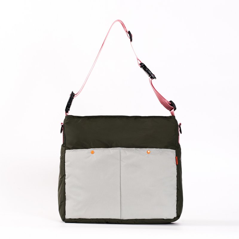 japfac Lively Tote 绿色 粉彩 - 侧背包/斜挎包 - 尼龙 粉红色