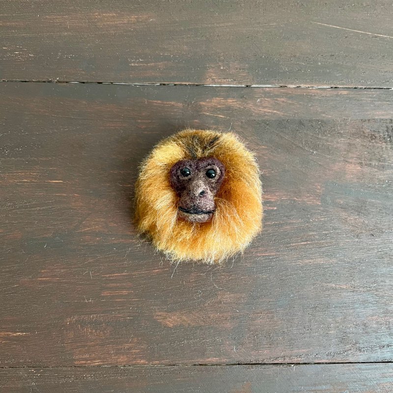 海亚红疣猴脸胸针 - 胸针 - 羊毛 咖啡色