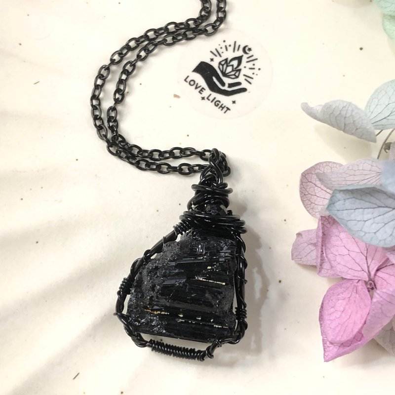 黑碧玺 项链 手作 天然原矿 矿石饰品 守护能量 避邪 消除负能量 - 项链 - 铜/黄铜 黑色