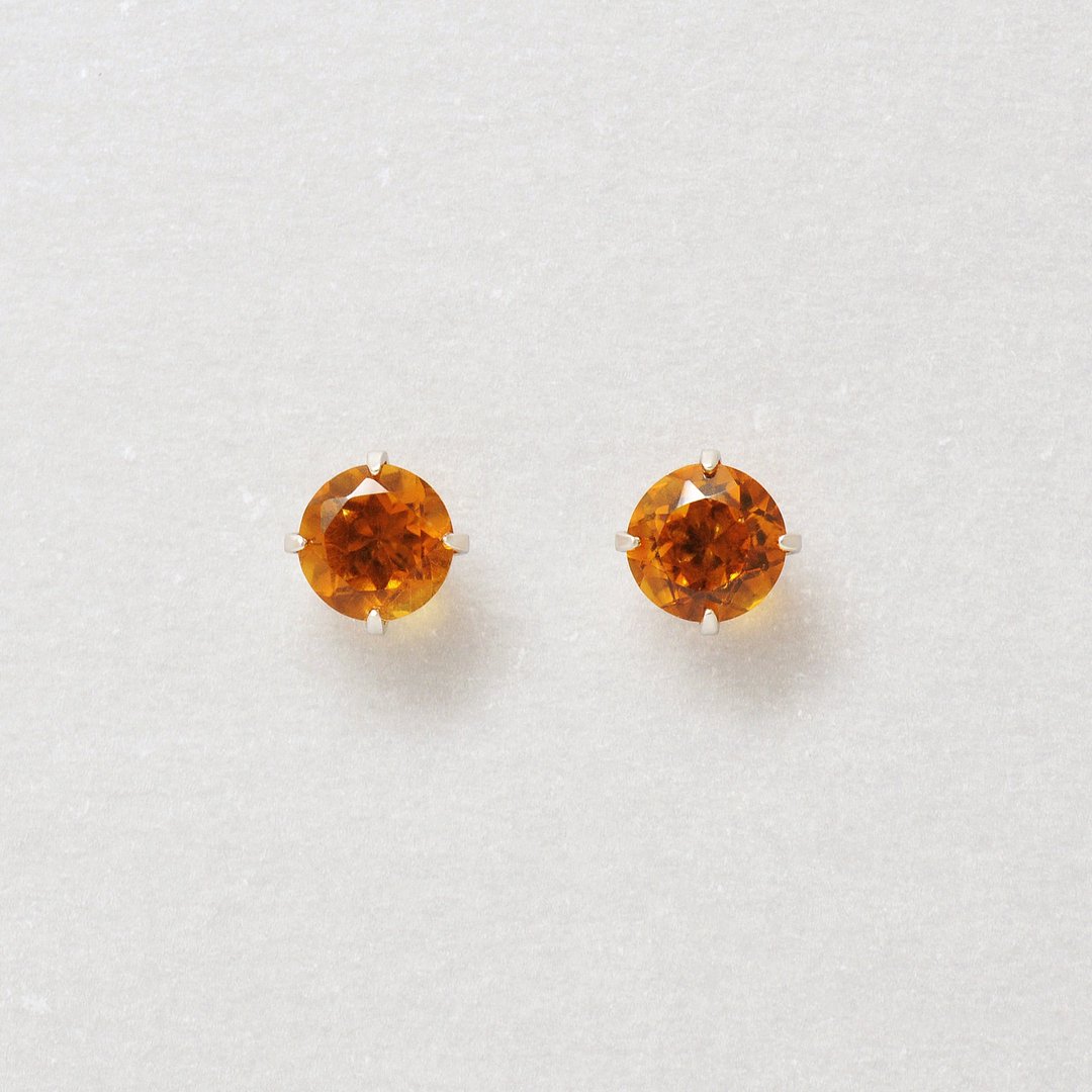 【Second Earrings】 铂金黄水晶耳环 - 耳环/耳夹 - 贵金属 