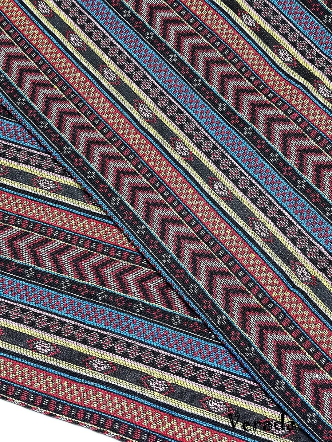 Multi-color Tribal Fabric Thai Woven Fabric Craft Supplies Textile 1/2 yard - 编织/刺绣/羊毛毡/裁缝 - 其他材质 多色