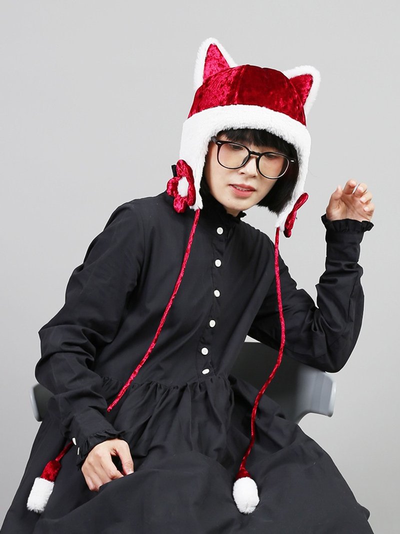 织布云麻麻原创设计毛绒帽子女冬电动车遮耳帽可爱猫耳毛毛帽Y270 - 帽子 - 其他人造纤维 多色