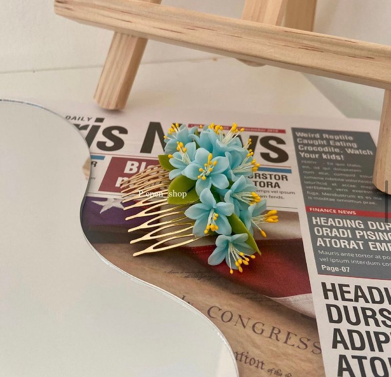 Gypsophilia flower, Clay hair Accessories, Comb Clay Flowers, Comb Clay hair - 发饰 - 其他材质 多色
