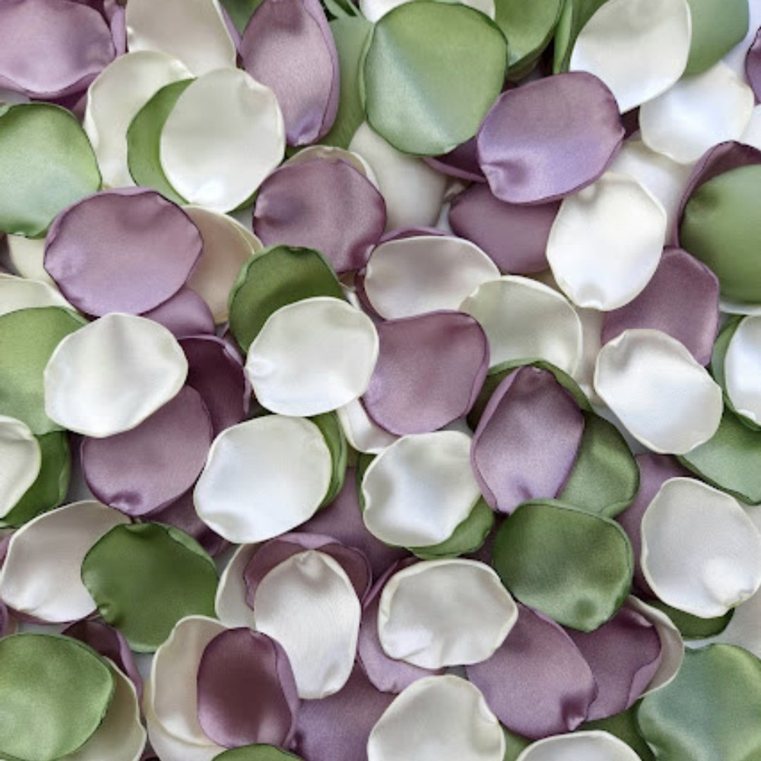 Mauve dusty purple weding Sage green decor Ivory rose petals - 干燥花/捧花 - 丝．绢 