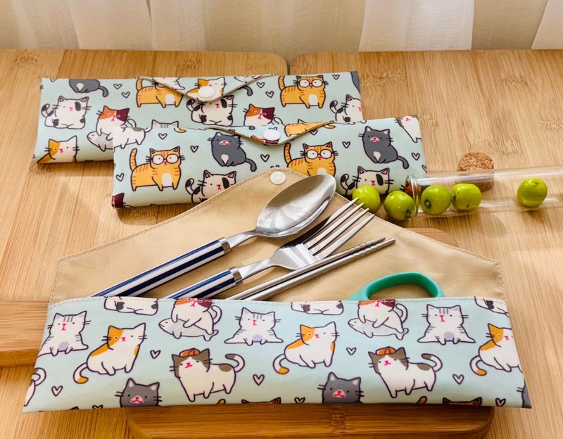 防水餐具袋 餐具袋 环保餐具袋 儿童餐具袋 上学餐具 防水袋 笔袋 - 餐刀/叉/匙组合 - 防水材质 蓝色