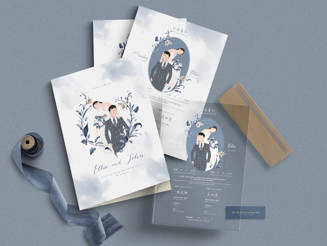 【赠双人色块插画】定制结婚书约组合-压克力书约/结婚登记证书 - 婚礼誓言书 - 压克力 多色