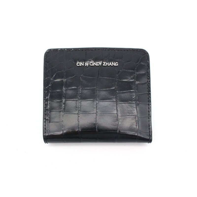 黑色鳄鱼皮短夹 - 皮夹/钱包 - 真皮 黑色