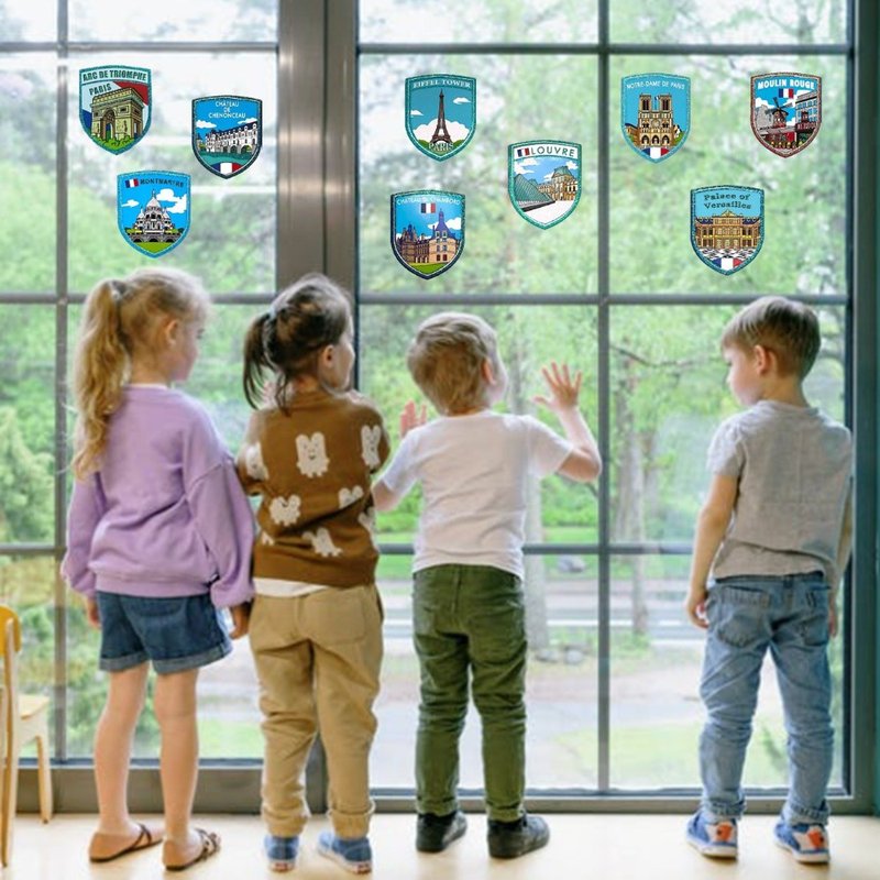 炫彩玻璃贴系列法国一套9张 金银五彩葱玻璃窗贴 涂鸦水杯玻 - 墙贴/壁贴 - 纸 多色