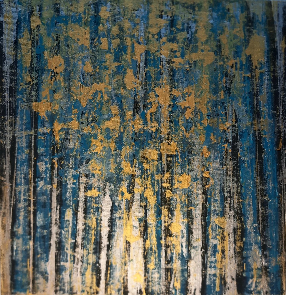 Abstract painting turquoise and gold Abstract trees canvas art Abstract painting - 海报/装饰画/版画 - 棉 绿色