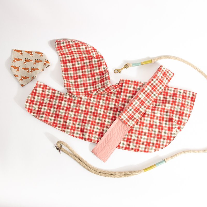 【现货】 英伦风 红,M_41,毛孩斗蓬雨衣,双面可穿, 防风防雨 - 衣/帽 - 棉．麻 黄色