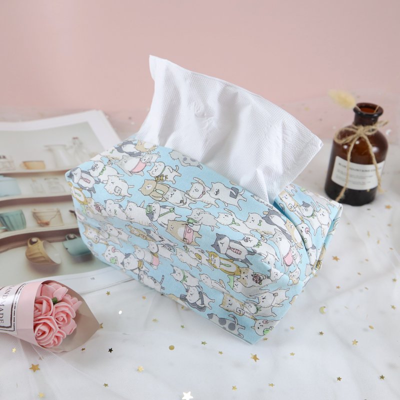 卫生纸套－可爱疗育喵星人陪伴你 抽取式 面纸 面纸包 - 纸巾盒 - 棉．麻 多色
