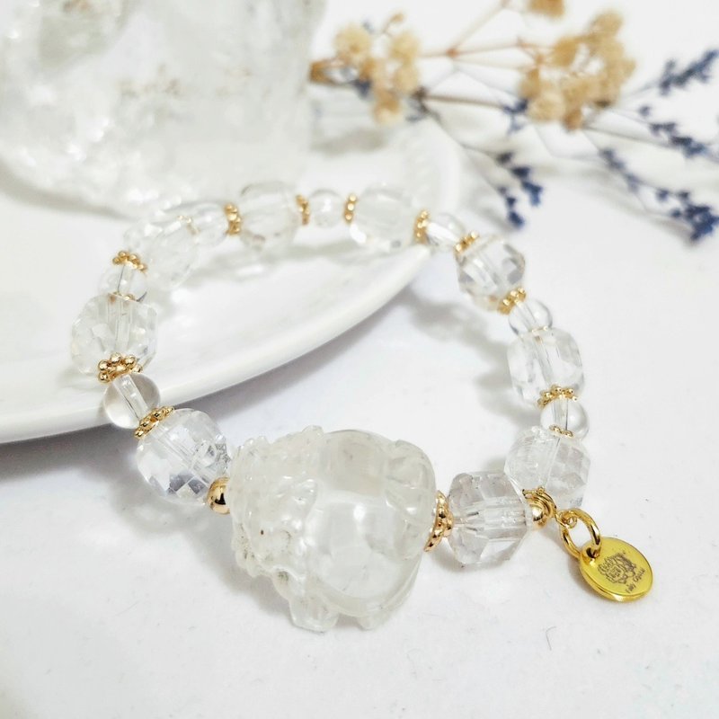白水晶龙龟设计手链/平衡情绪/净化磁场之水晶 - 手链/手环 - 水晶 透明