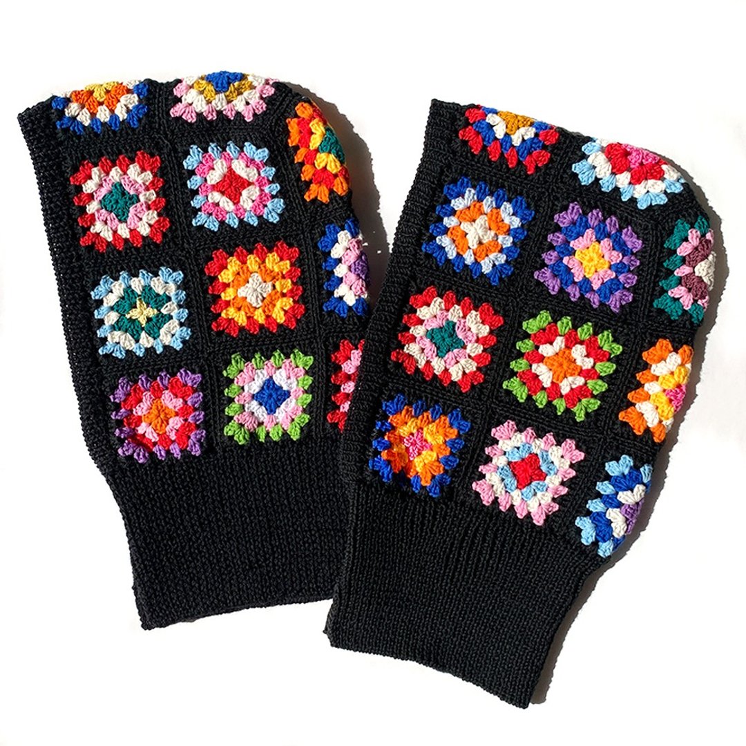 [Balaclava] Granny Motif Crochet Balaclava Hood Warmer A Color - 帽子 - 羊毛 多色
