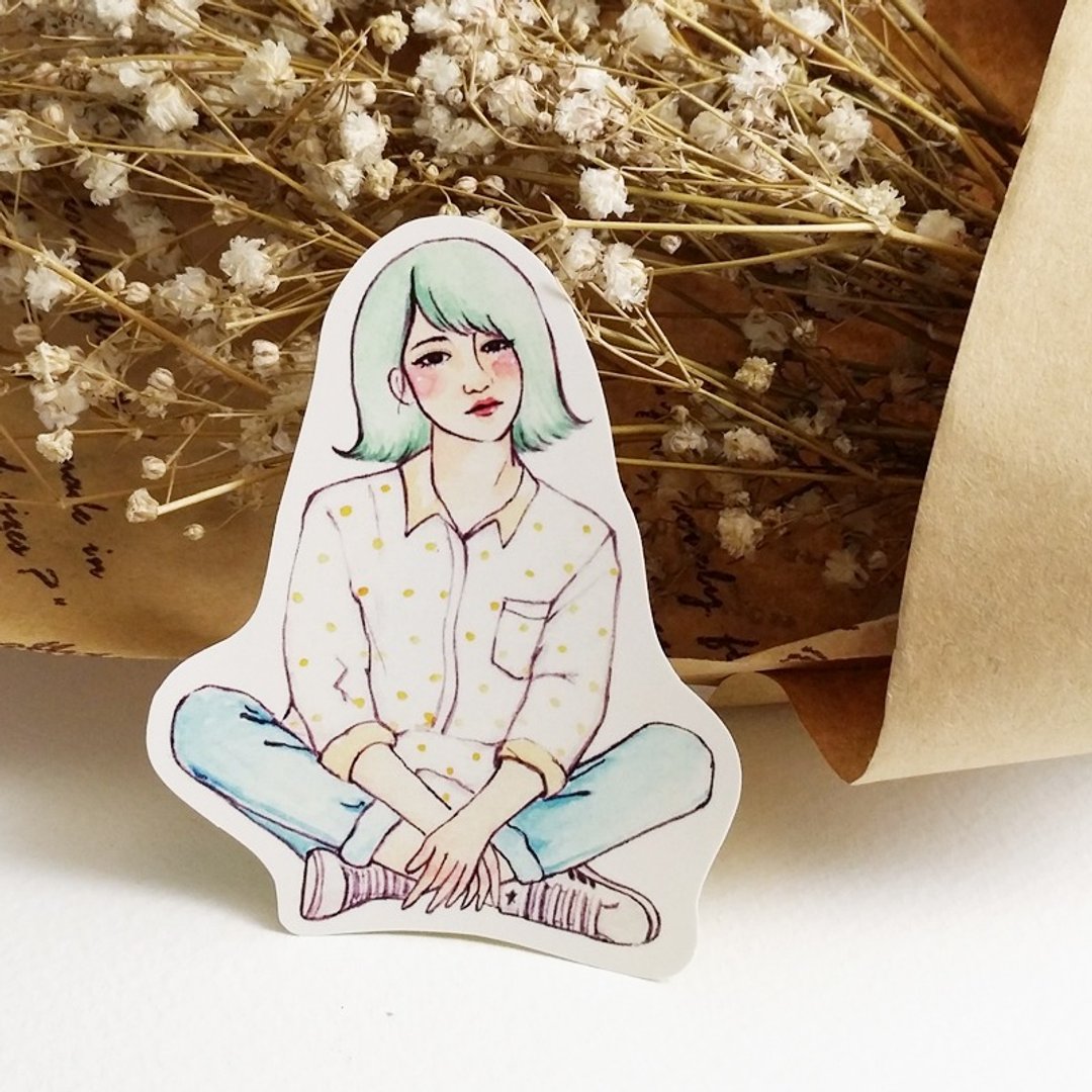 ✦水玉点点衬衫女孩 单张全身贴纸 - 贴纸 - 纸 