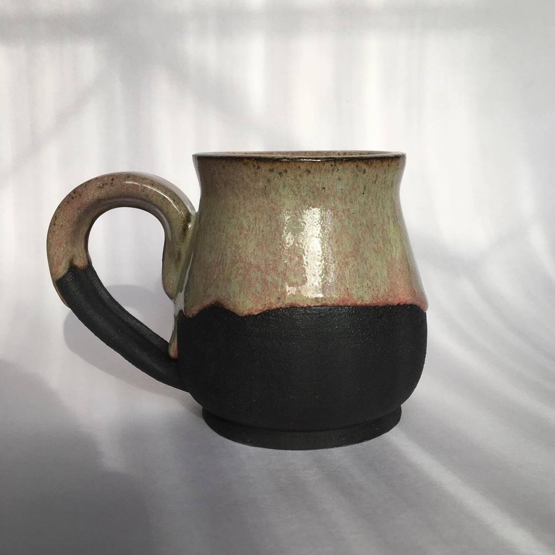 Rose, green and black galaxy glazed stoneware mug - 咖啡杯/马克杯 - 陶 多色