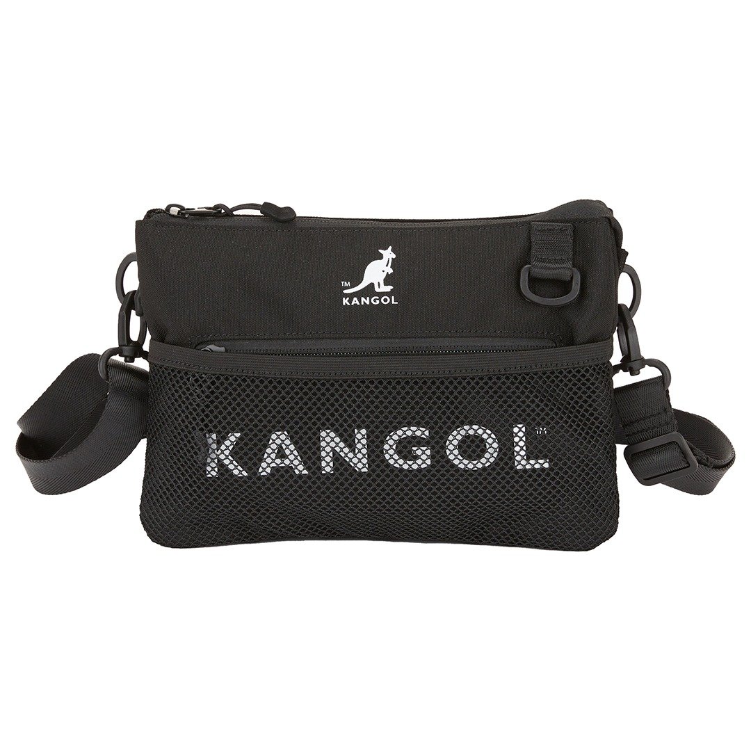 KANGOL多夹层小侧包-经典黑 - 侧背包/斜挎包 - 尼龙 