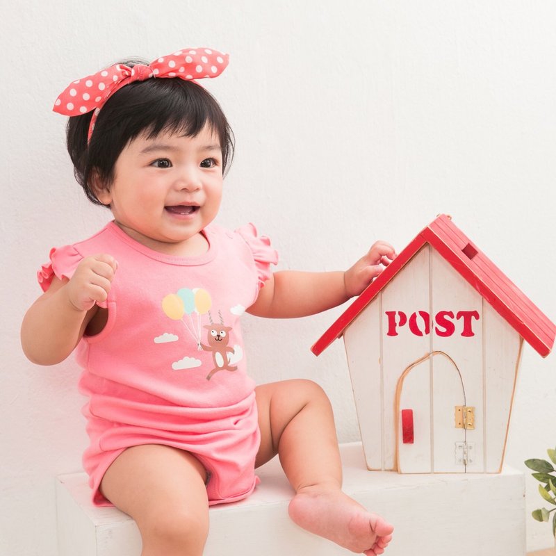 MIT纯棉荷叶袖包屁衣~很爱飞高高 - 包屁衣/连体衣 - 棉．麻 粉红色