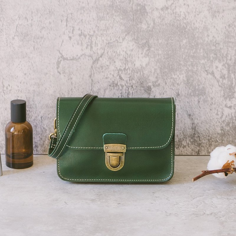真皮极简轻巧斜背包腰包 8008-1 绿Y - 侧背包/斜挎包 - 真皮 绿色