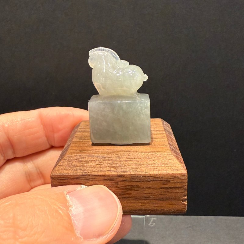 瀚玉珠宝 天然冰种翡翠印章 唐马印章 天然缅甸玉 马上有钱 马上 - 其他 - 玉石 