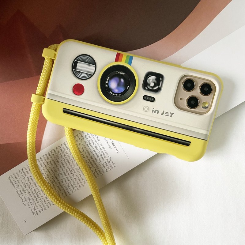 iPhone 13/13pro/12/11/SE3 童趣拍立得 二合一防摔背绳手机壳 - 手机壳/手机套 - 塑料 黄色