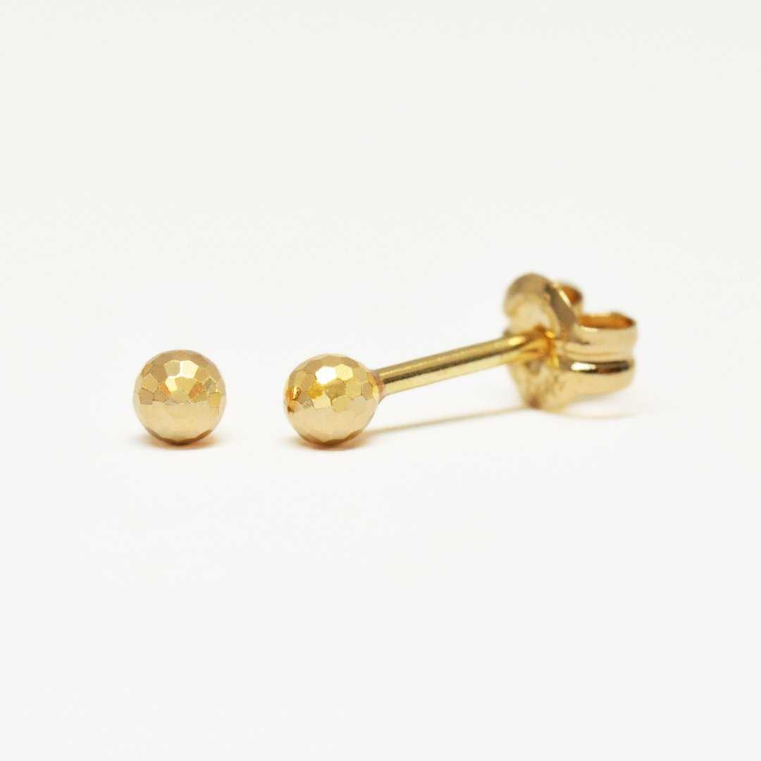 【Second Earrings】 18K 黄金镜面球形耳环 - 耳环/耳夹 - 贵金属 