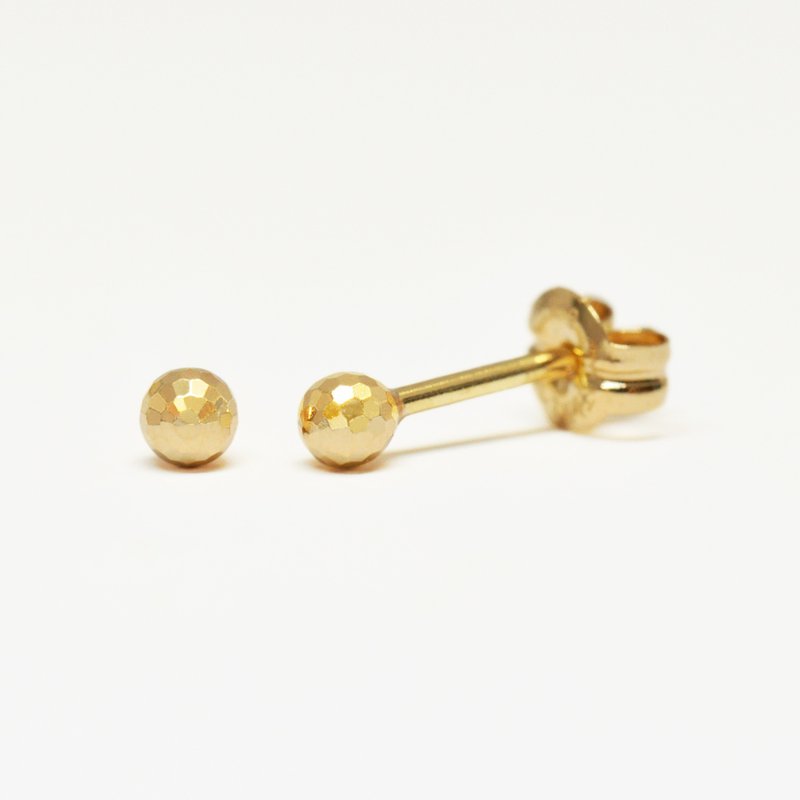 【Second Earrings】 18K 黄金镜面球形耳环 - 耳环/耳夹 - 贵金属 