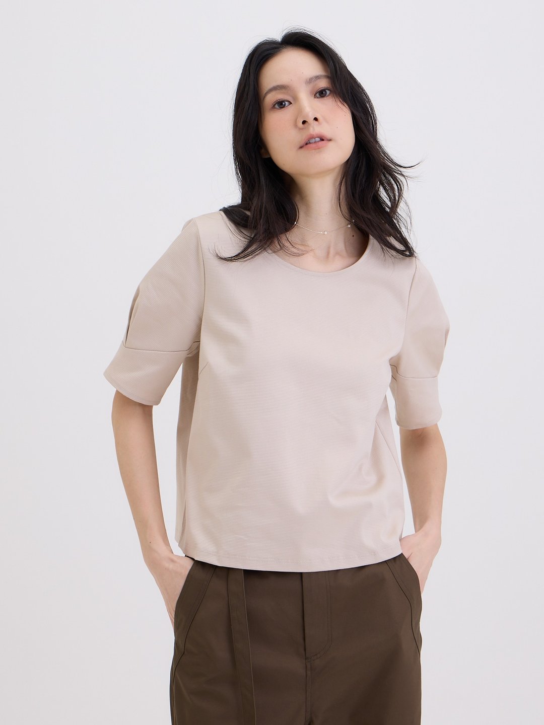 无非U领短袖造型上衣-土桑 - 女装上衣 - 棉 白色