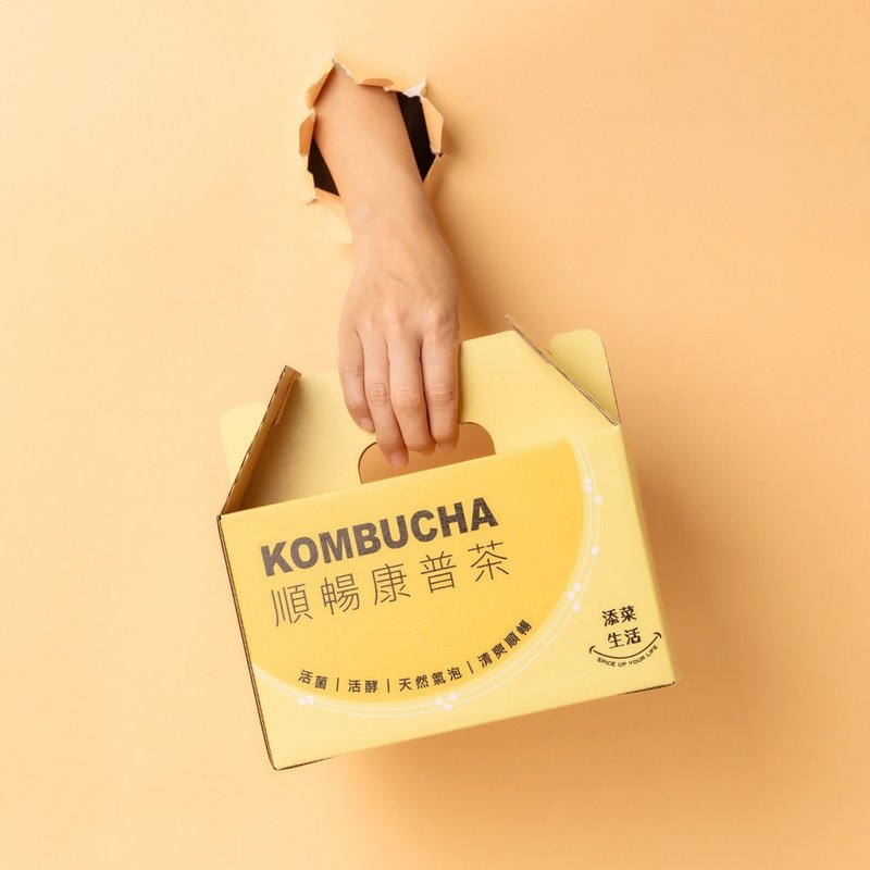 【添菜生活】精装礼盒|顺畅康普茶6瓶装/荔枝+茶香原味混搭 - 健康/养生 - 新鲜食材 