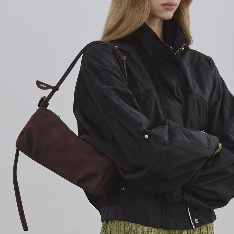 韓國製 MUR Bento bag 手袋/單肩包/上肩袋/手提袋 Suede Dkbrown - 侧背包/斜挎包 - 环保材料 