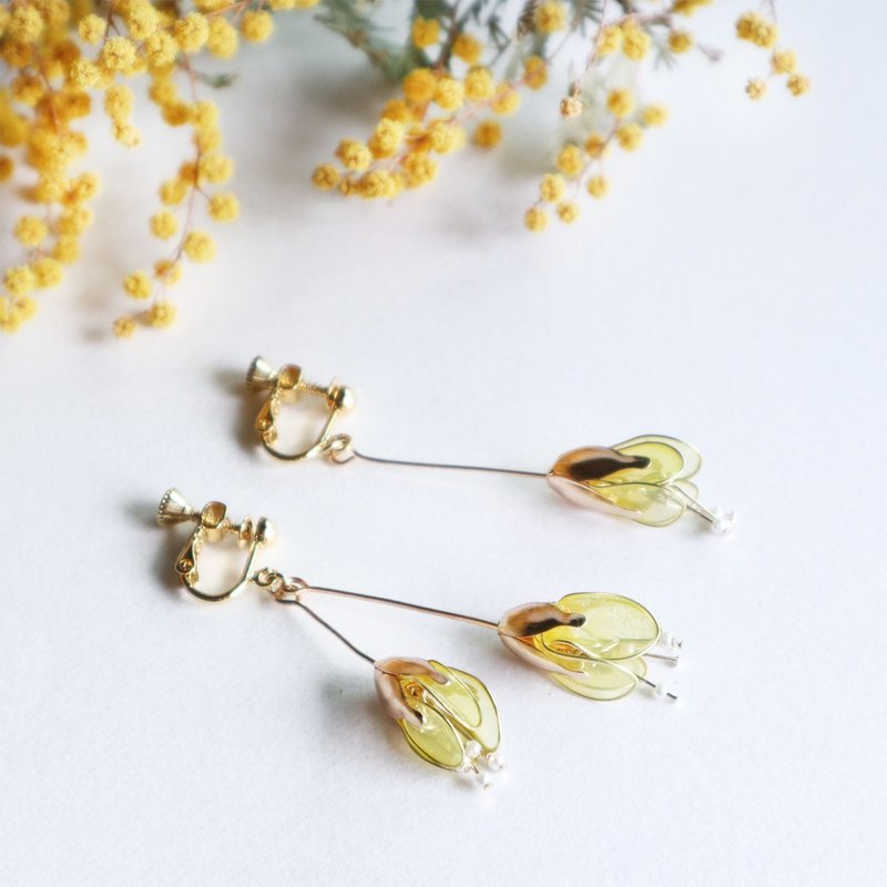 等待阳光的花朵 耳环 耳夹 | 黄色 - 耳环/耳夹 - 其他材质 黄色