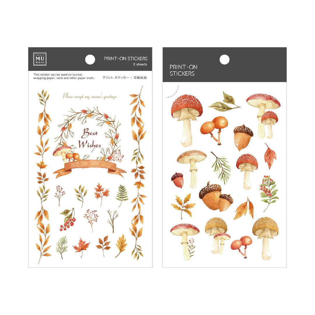 【Print-On Stickers 转印贴纸】no.31-蘑菇森林 | 花草系列 - 贴纸 - 其他材质 橘色