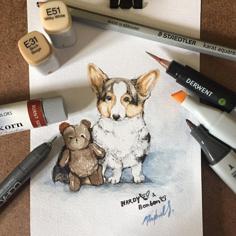 Custom Pet drawing 4*6 inches without frame - 海报/装饰画/版画 - 纸 