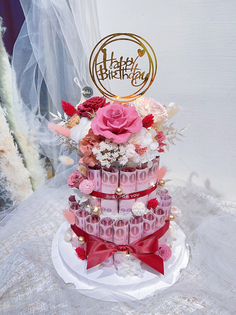 FengFlower 【双层干燥花有钱花蛋糕】不凋花/干燥花/永生花/送礼 - 干燥花/捧花 - 植物．花 