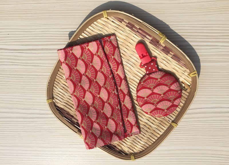 和风烫金扇.红色/烫金扇红包袋.存折收纳袋.烫金扇平安符袋 - 红包/春联 - 棉．麻 红色