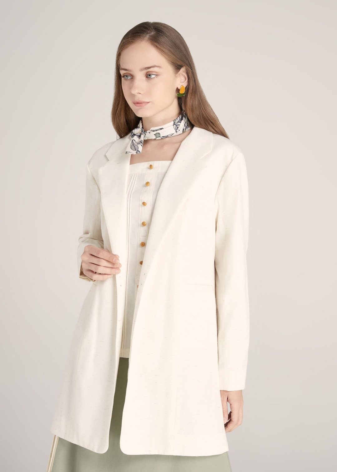 Rayon Pleat Suit - 女装西装外套/风衣 - 棉 