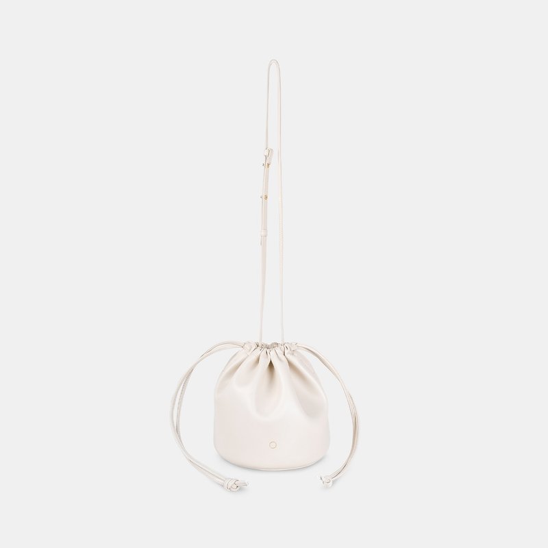BO Drawstring 玉米基纯素皮革 手提包 水桶包 斜背包 米白色 - 束口袋双肩包 - 人造皮革 白色