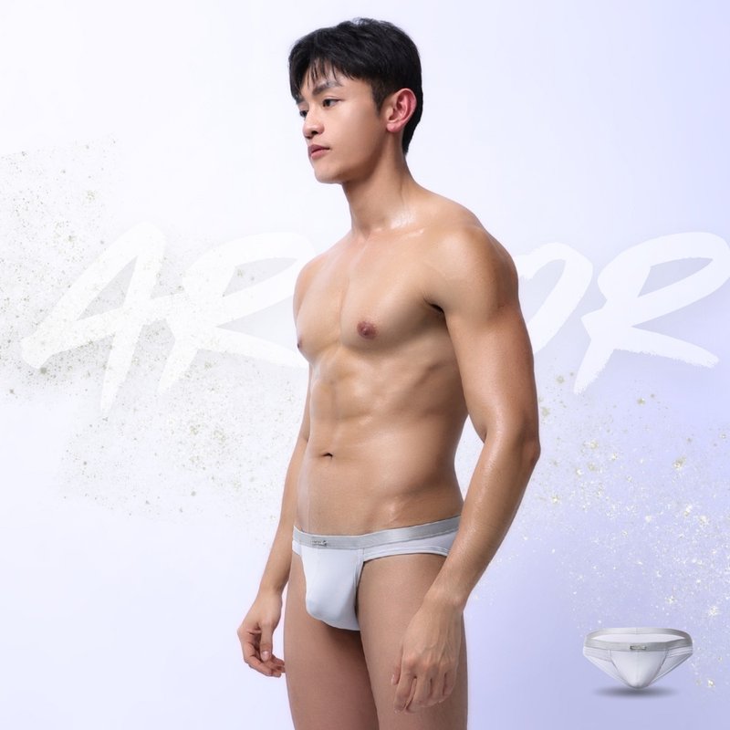 AttentionWear铠色盾甲三角内裤【白银灰】│细边 快干透气 机能 - 男士内衣裤 - 尼龙 灰色