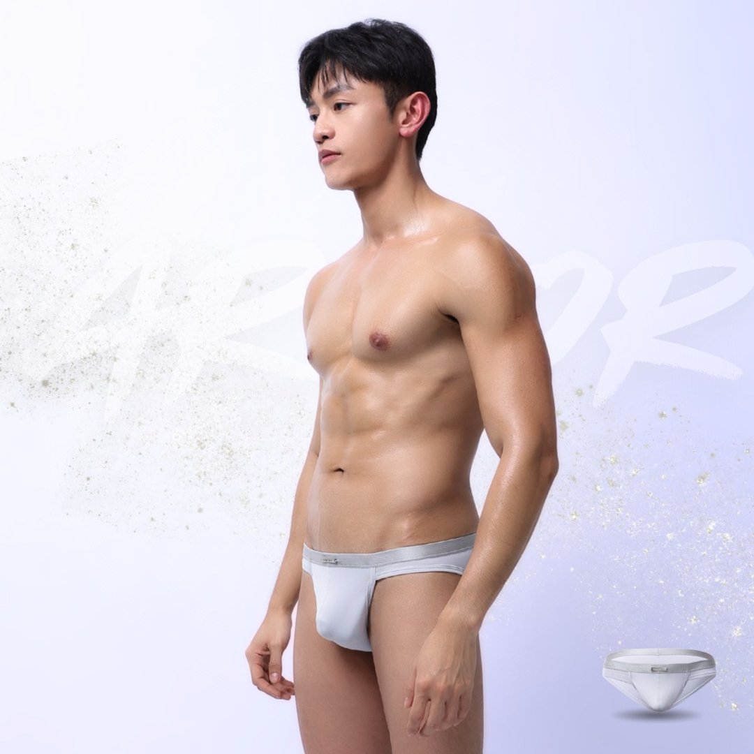 AttentionWear铠色盾甲三角内裤【白银灰】│细边 快干透气 机能 - 男士内衣裤 - 尼龙 灰色