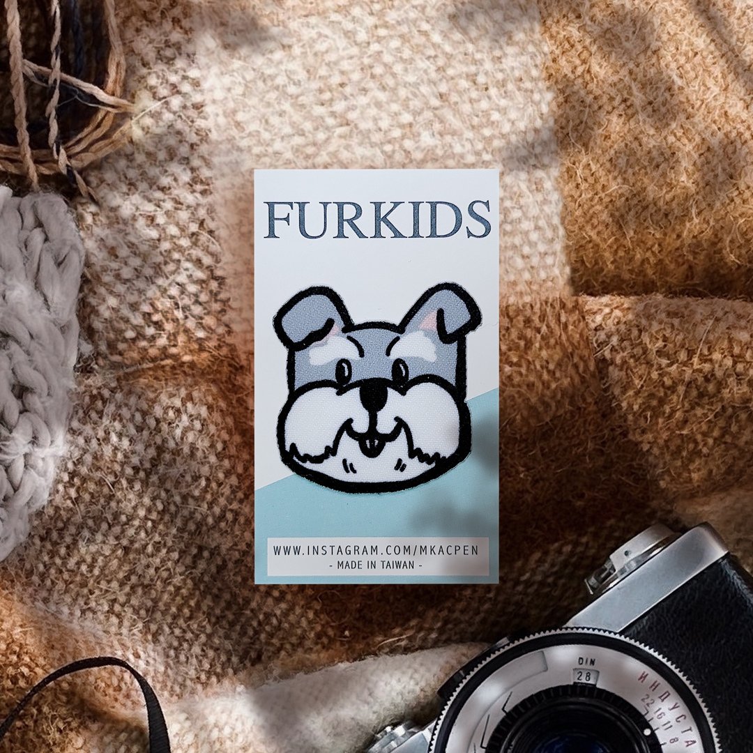 【烫片贴】Furkids-大头系列 -熨烫贴/徽章/补丁-共6款 - 徽章/别针 - 聚酯纤维 灰色
