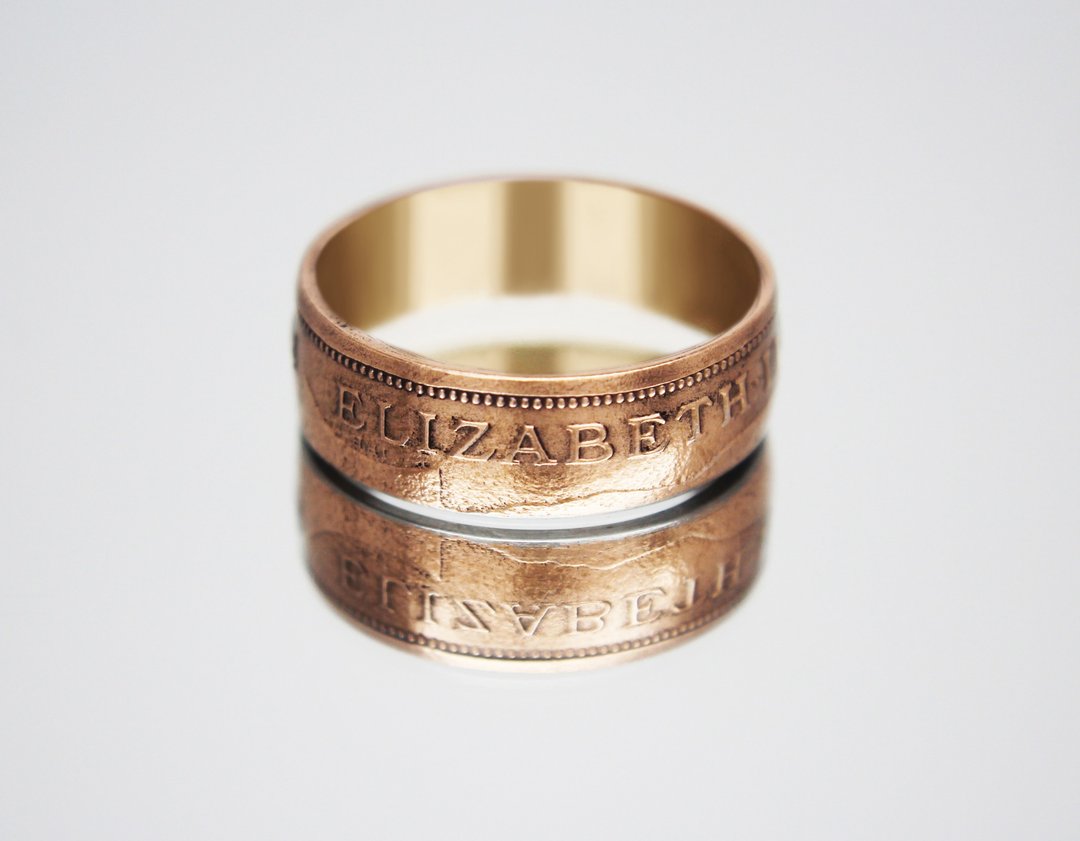 Great Britain Coin Ring 2 pence Elizabeth-2 2004 coin rings for men coin rings - 戒指 - 其他金属 