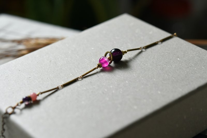 双星球系列 NO.1│ 纹石x黄铜 │ 黄铜手链 - 手链/手环 - 铜/黄铜 紫色