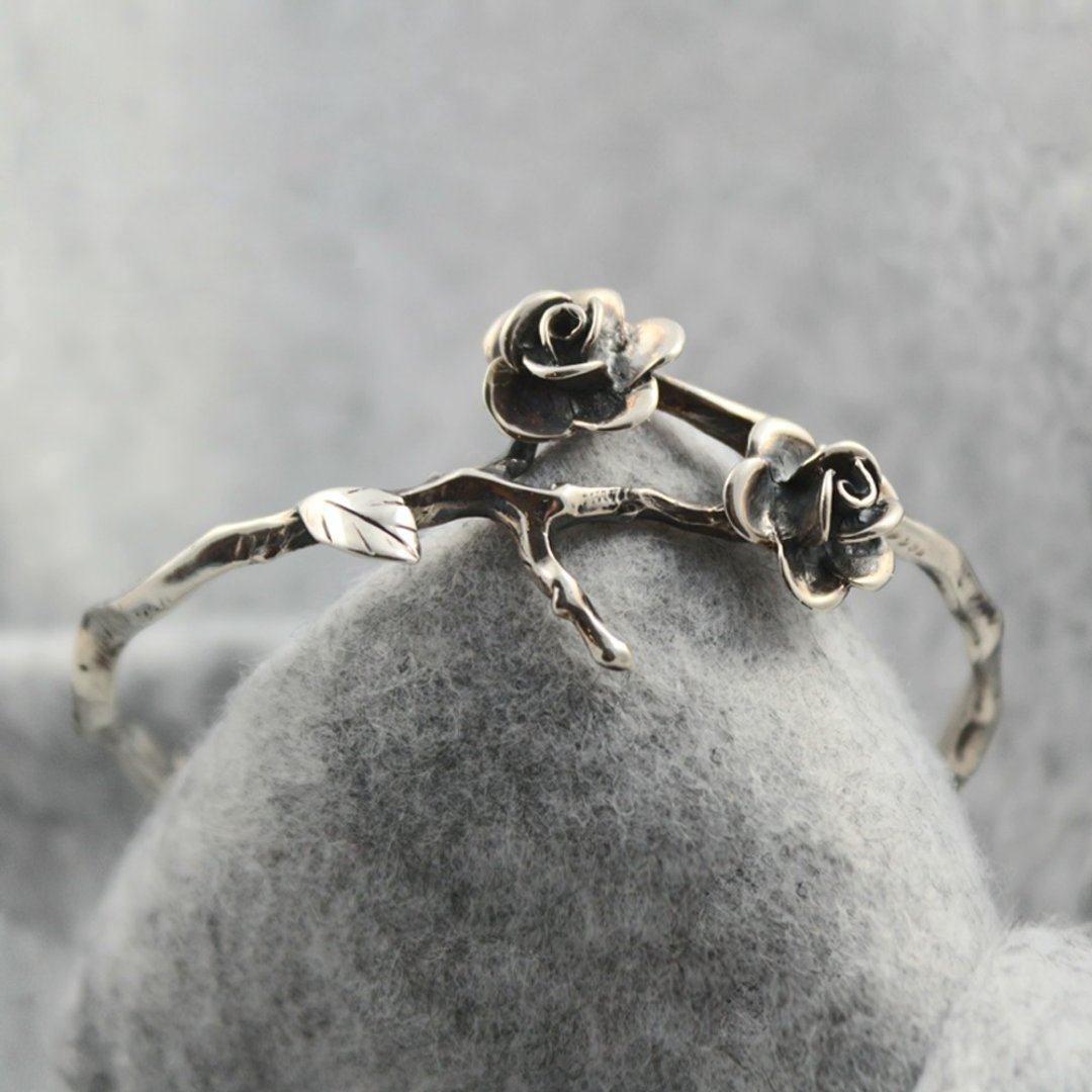 HH-JEWELRY 手工珠宝 925纯银 银饰 玫瑰手环 - 手链/手环 - 纯银 
